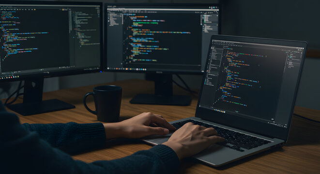 Coding in Progress Programming at Night