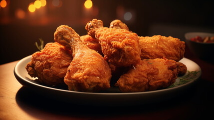  In junk food Mouth-watering fried chicken with the white sauce.