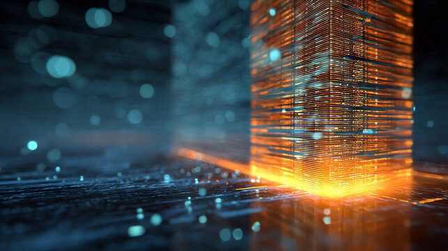 A futuristic digital landscape featuring glowing structures and data streams, representing innovation and advanced technology.