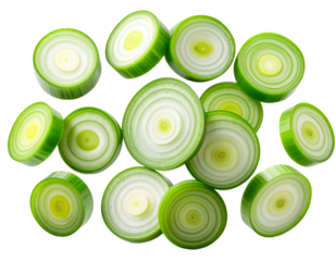  Freshly Sliced Green Onions  Culinary Ingredient Close-Up PNG