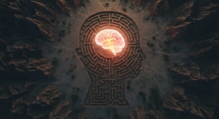 Brain maze concept mind puzzle intelligence solution