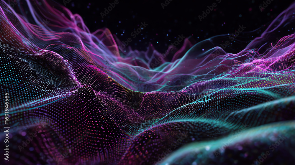 Poster abstract digital waves of light flow smoothly, creating a mesmerizing visual representation of data 