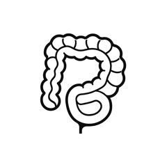 Outline icon of a large intestine isolated on white background