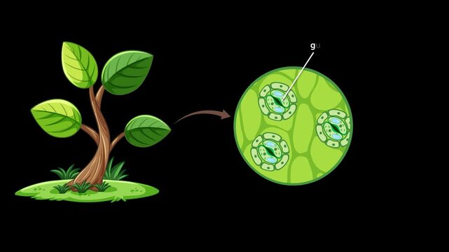Stomata Gas Exchange in Plant Leaves Animation