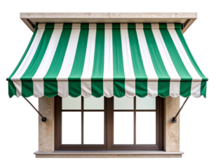 Green Striped Window Awning  Urban Architectural Detail PNG