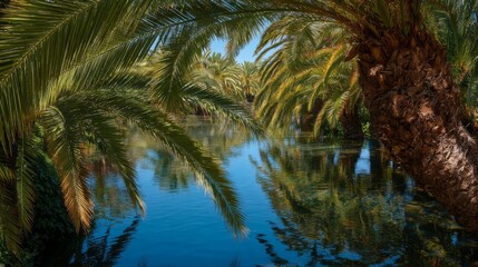 Obraz premium Serene Reflection in a Tropical Oasis