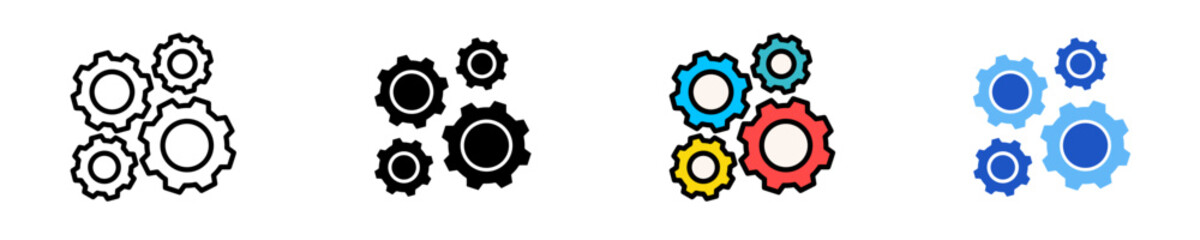 Gear Mechanism  Icon Set Multiple Style Collection