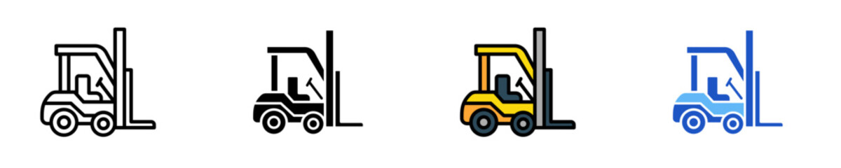 Naklejka premium Forklift Icon Set Multiple Style Collection