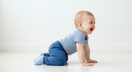 Fototapeta premium little boy sitting on the floor