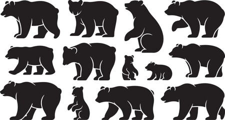 Silhouettes of Bears in Motion Captured in Minimalist Art Style