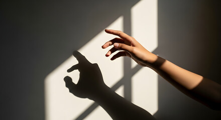 Reaching Hand Casts Shadow Capturing Light and Texture in Photography