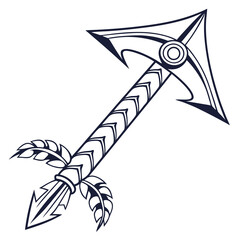 Stylized Arrow with Leaf Accents Pointing Upward in a Graphic Design