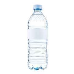 Clean plastic bottle of refreshing water, isolated transparent background.