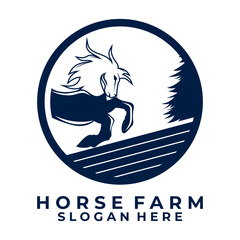 abstract horse logo in circle shape vector