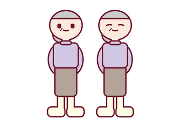 ポップでシンプルな年配の女性のイラストセット