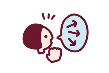 色々な話題の話をする女性のシンプルなイラスト