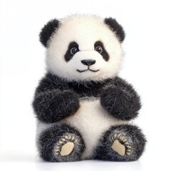 Adorable Plush Panda Toy on White Background