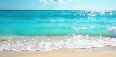 Azure water, soft waves caress the shore, sunny day , blue, sunny day, tropical