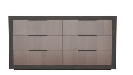 3D Render a dresser with a wooden top and a black base