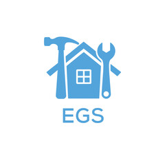 Home Repair Service Logo with Hammer and Wrench Icon –EGS Branding Design. EGS Letter Logo.
