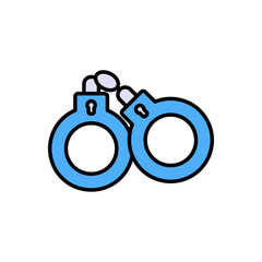 Handcuff Color Lineal Icon. Handcuff Symbol. Easy Editable Stroke