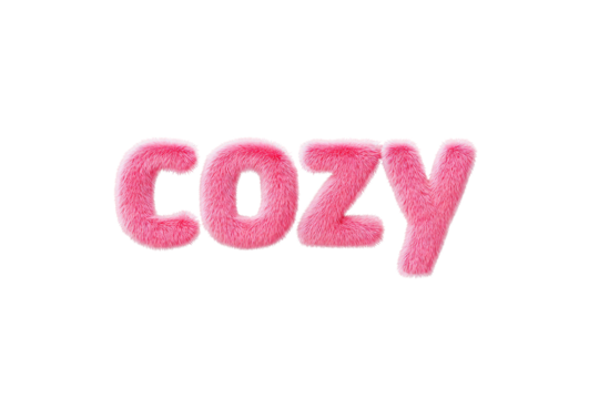 Pink Cozy Plush Text on Transparent Background for Comfort and Warmth