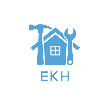 Home Repair Service Logo with Hammer and Wrench Icon &ndash;EKH Branding Design. EKH Letter Logo.
