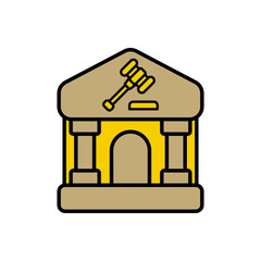 Curthouse Color Lineal Icon. Curthouse Building Symbol. Easy Editable Color and Stroke