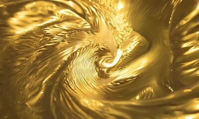 Liquid swirling and merging in golden fluid motion - Powered by Adobe