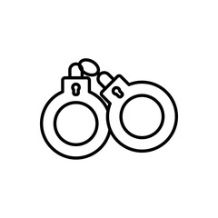 Handcuff Black Outline Icon. Law Handcuff Symbol. Easy Editable Stroke