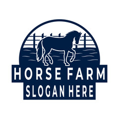 Horse farm logo design vector template