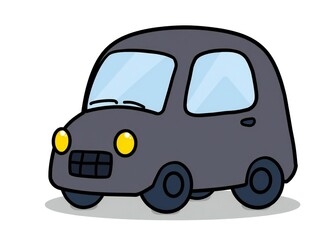 Cute cartoon black car with large windows and round headlights