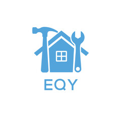 Home Repair Service Logo with Hammer and Wrench Icon –EQY Branding Design. EQY Letter Logo.
