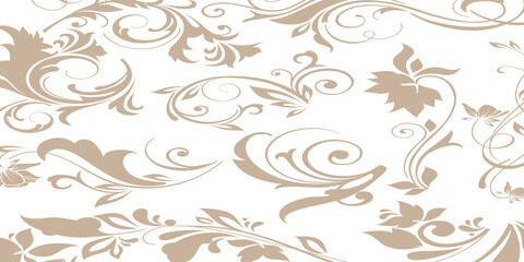 Geometric linear floral tile pattern. Wedding design with gold lines on white background. Seamless vector pattern of thin gold and white lines. Luxurious oriental art deco texture background. eps10