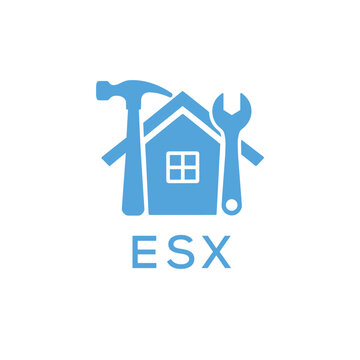 Home Repair Service Logo with Hammer and Wrench Icon &ndash;ESX Branding Design. ESX Letter Logo.
