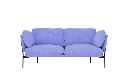3D Render a blue couch with a black frame on a white background
