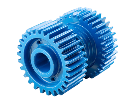Shiny blue interlocking gears symbolize mechanical precision and industrial progress for engineering concepts.