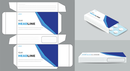Editable medicine box packaging template designed in vector format Ideal for tablets capsules or supplements Includes organized layers print ready and suitable for die-cut production.