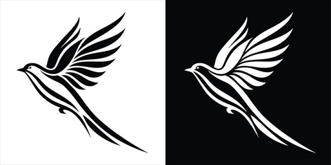 Fototapeta premium Stylized swallow bird in flight vector illustration