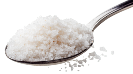 Spoonful of coarse white salt isolated

