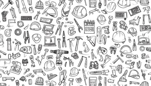 Collection of hand drawn tools