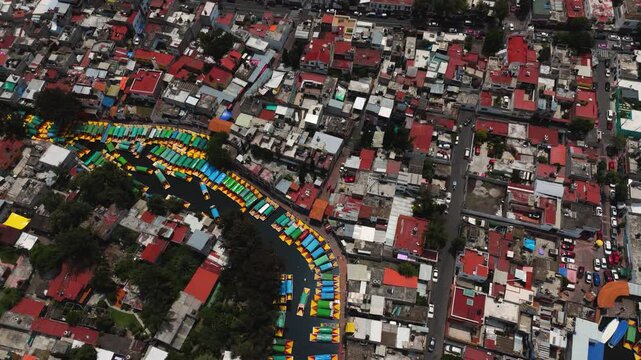 Xochimilco's pier zone, captured by an aerial drone