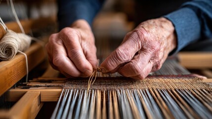 Skilled Hands Weaving on a Loom