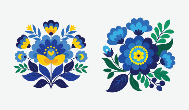 Ukrainian petrykivka floral artistry for banners and advertisements