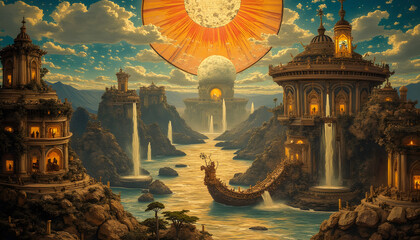 A depiction of the most magnificent painting ever made in the world, but now lost, a true masterpiece, Shangri-la.