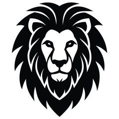 front facing lion logo with layered mane in vector.eps