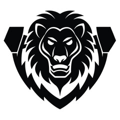 powerful lion head logo for gym fitness brand  agg.eps