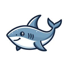 Fototapeta premium Cute Cartoon Baby Shark Swimming