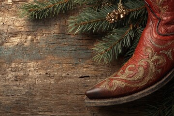 Christmas Western: Cowboy Shoe Christmas Decoration in Wild West Theme