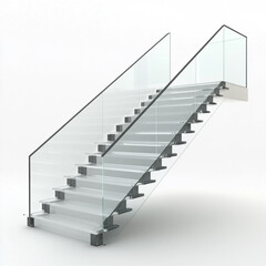Modern Floating Staircase with Glass Railing